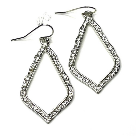 2” Earrings Crystal CZ Silver Drop Dangle Open Kendra Scott Sophee STYLE S21 - Picture 2 of 3